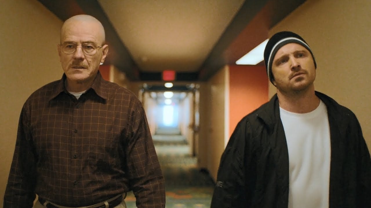 Bryan Cranston and Aaron Paul as Walter White and Jesse Pinkman in Breaking Bad