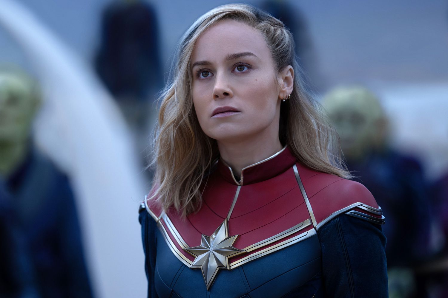 Brie Larson looking on
