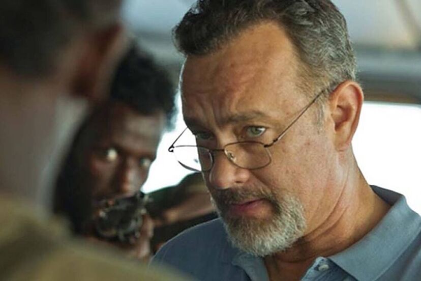 Tom Hanks looking intensely