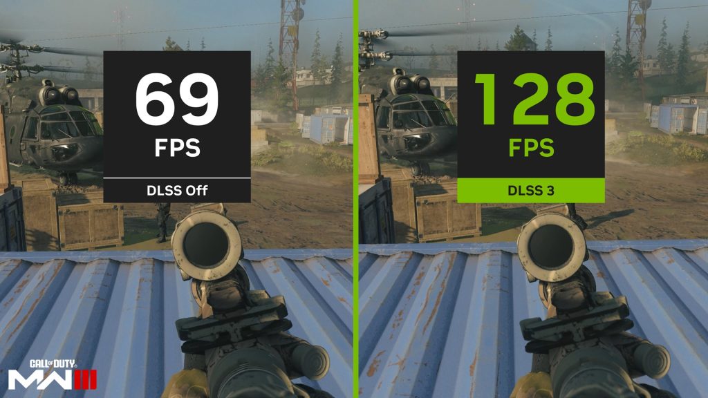 DLSS 3 in Modern Warfare 3 helps with smoother framerates and faster response times.