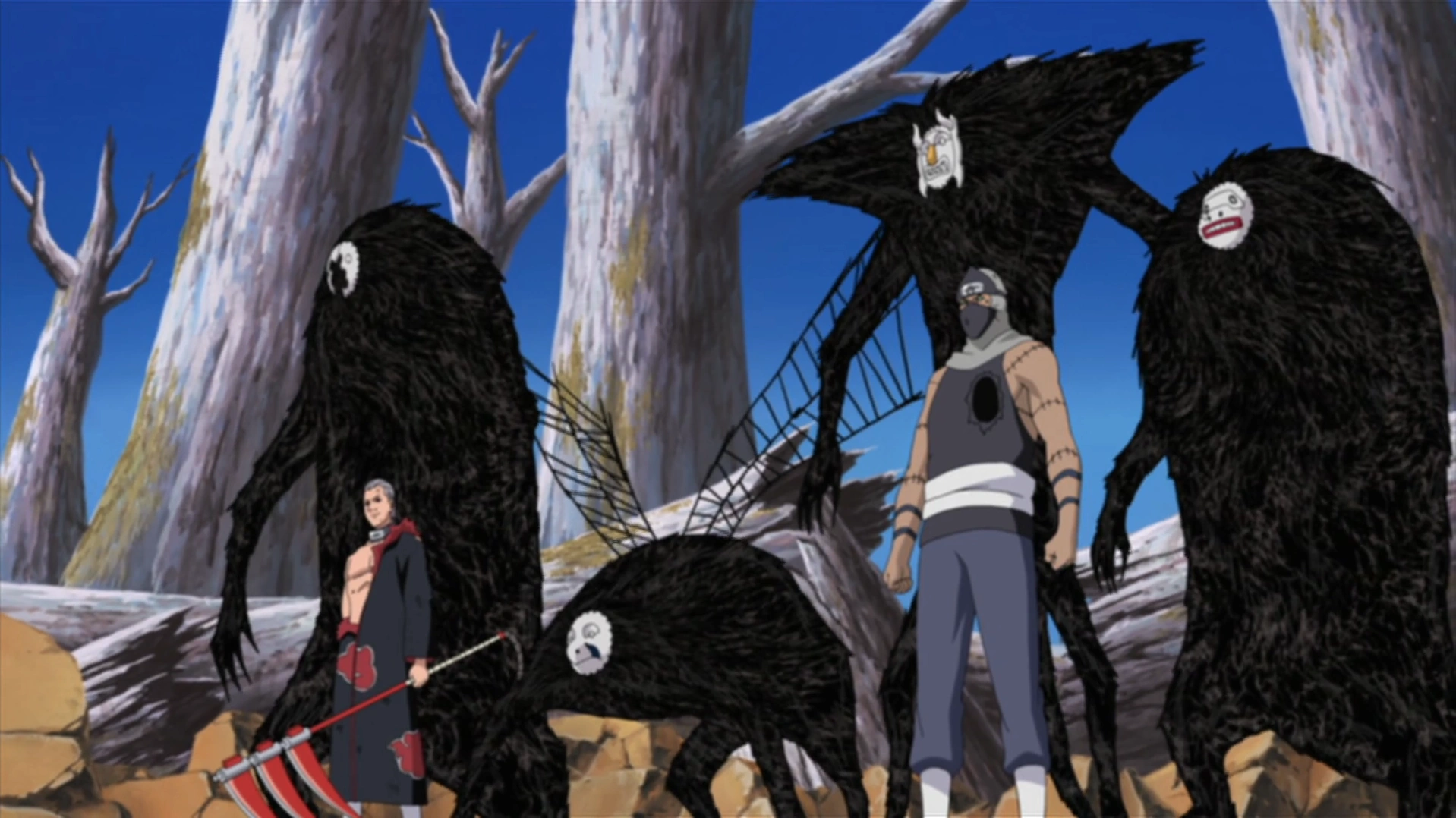 Hidan and Kakuzu against Asuma's Team in Naruto Shippuden