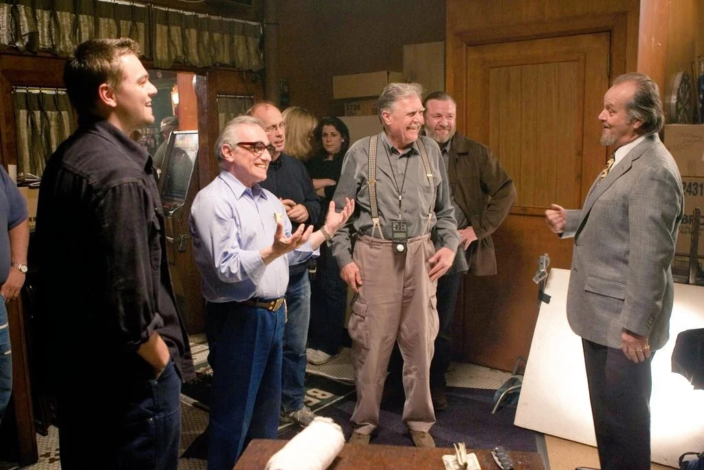 Martin Scorsese on the sets of The Departed with Leonardo DiCaprio