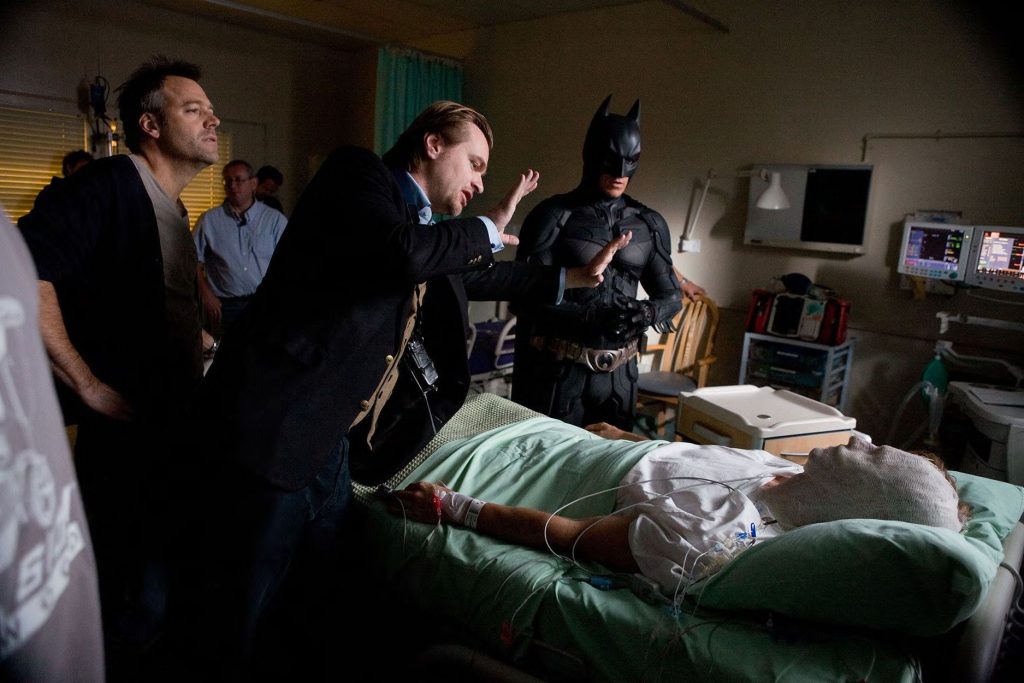 Christopher Nolan on the sets of The Dark Knight (2008)