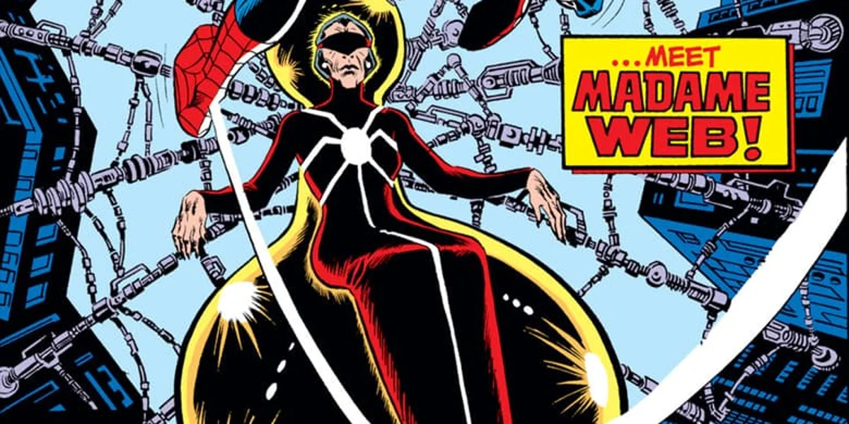 Madame Web's introduction panel in Marvel Comics