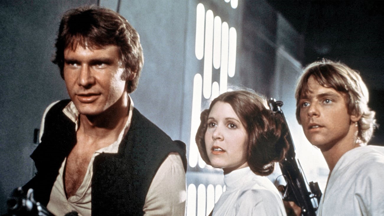 Several actors from Star Wars: A New Hope looking ahead