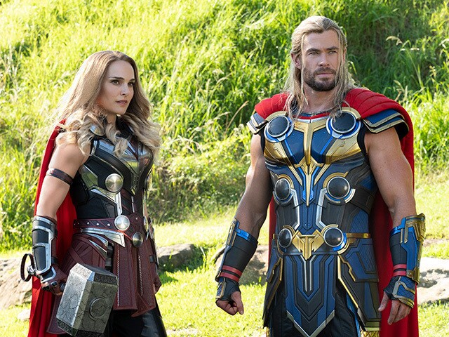 Thor and Jane Foster looking on