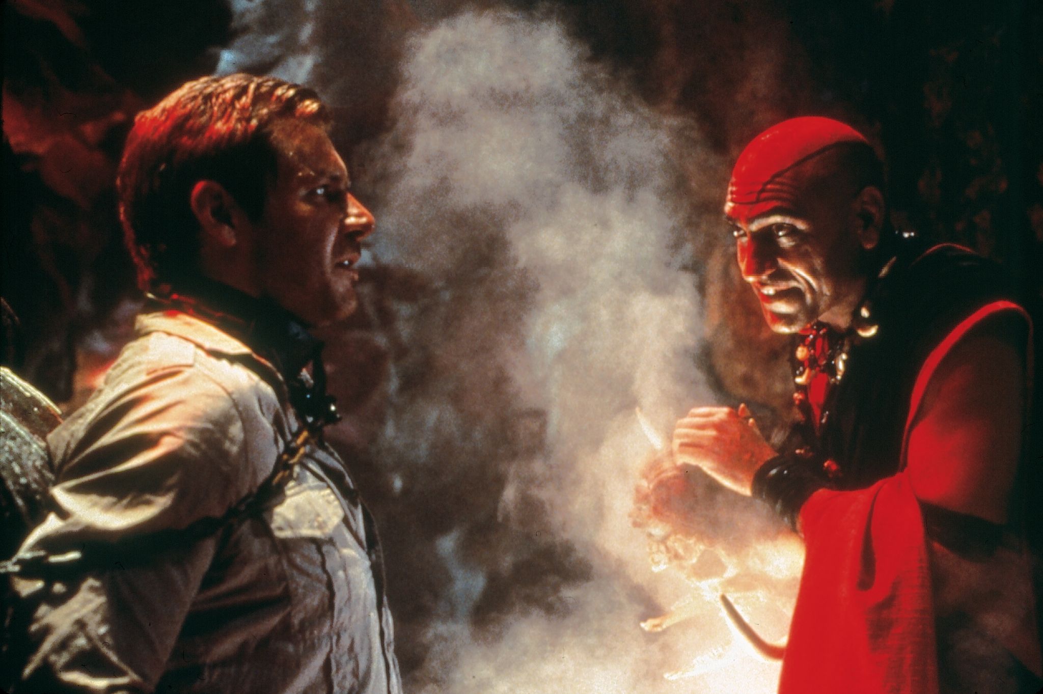 Harrison Ford and Amrish Puri in Indiana Jones and the Temple of Doom