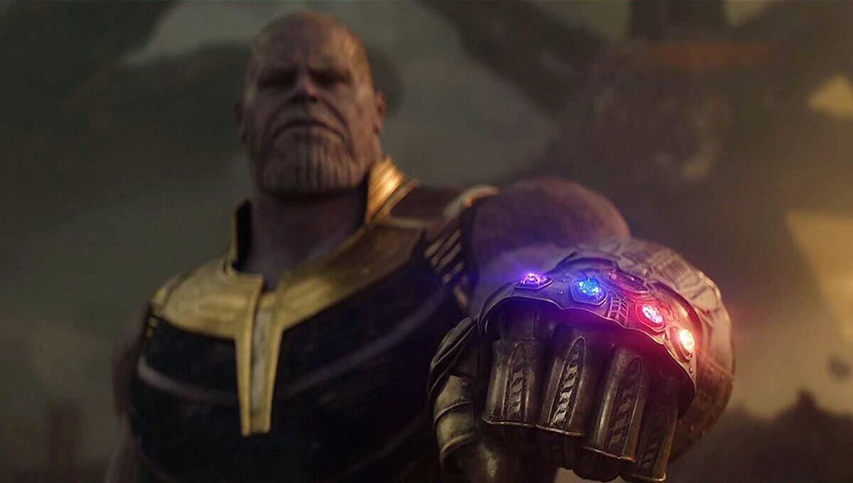 Thanos with the Infinity Stones in a still from Avengers: Infinity War (2018)