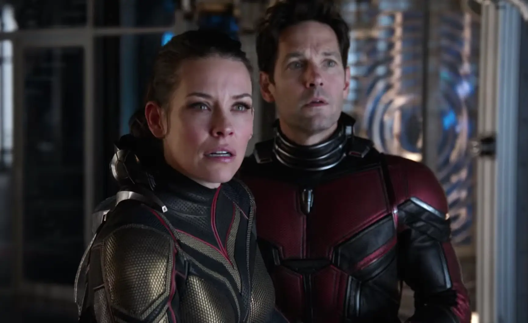 Evangeline Lilly and Paul Rudd as Wasp and Ant-Man