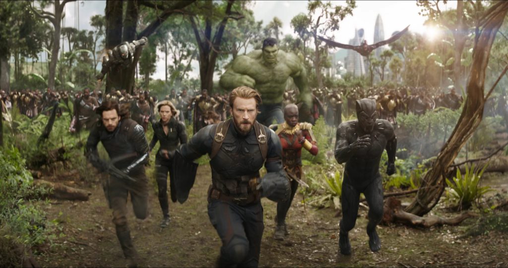 Chadwick Boseman and Sebastian Stan along with the Avengers
