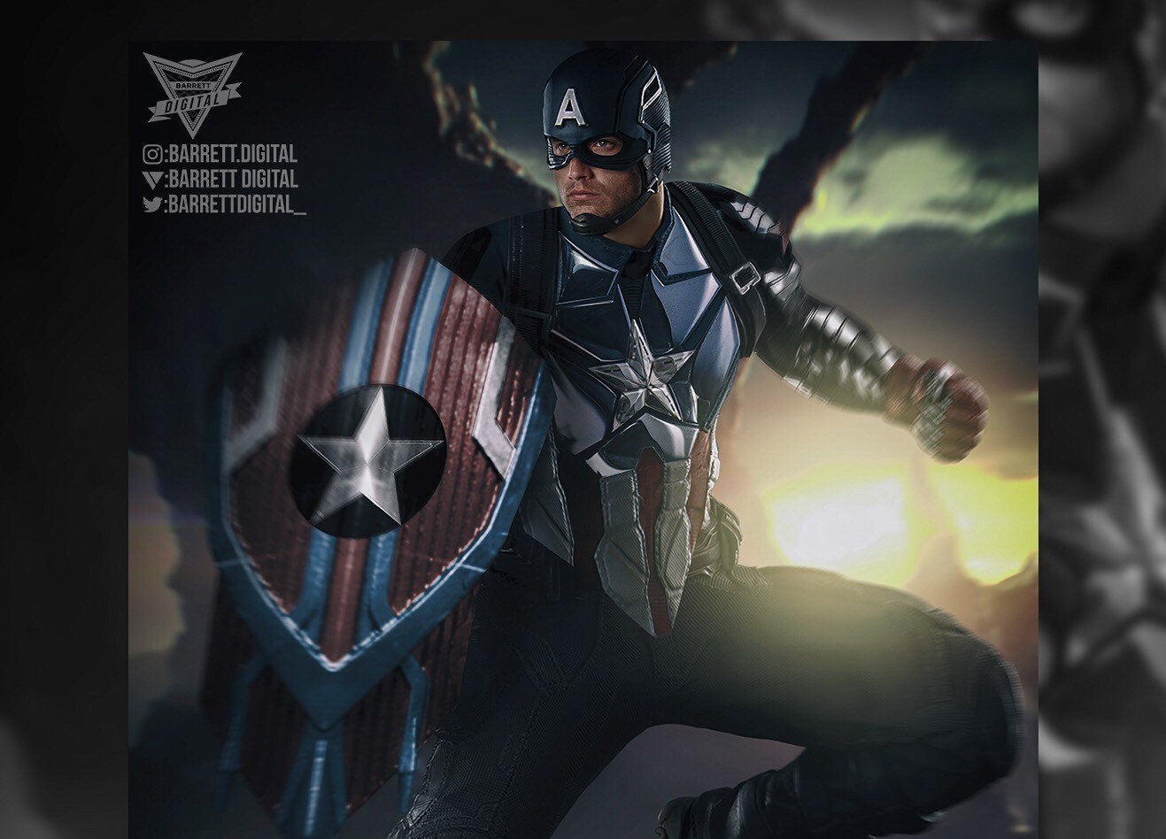 A fan art of Bucky Barnes Captain America created by Daton Barrett