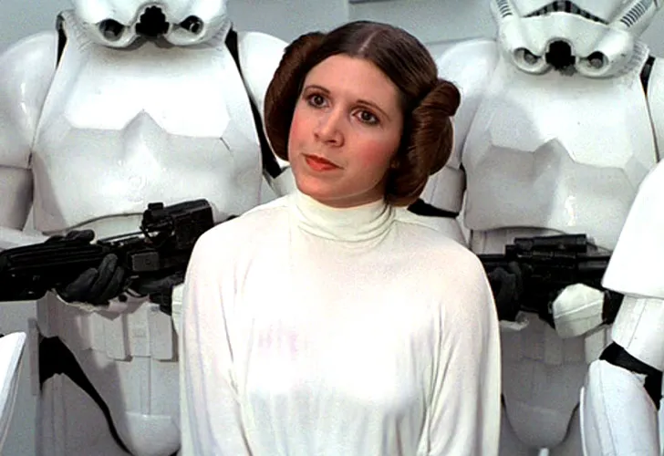 Carrie Fisher as Princess Leia in a still from The Star Wars franchise