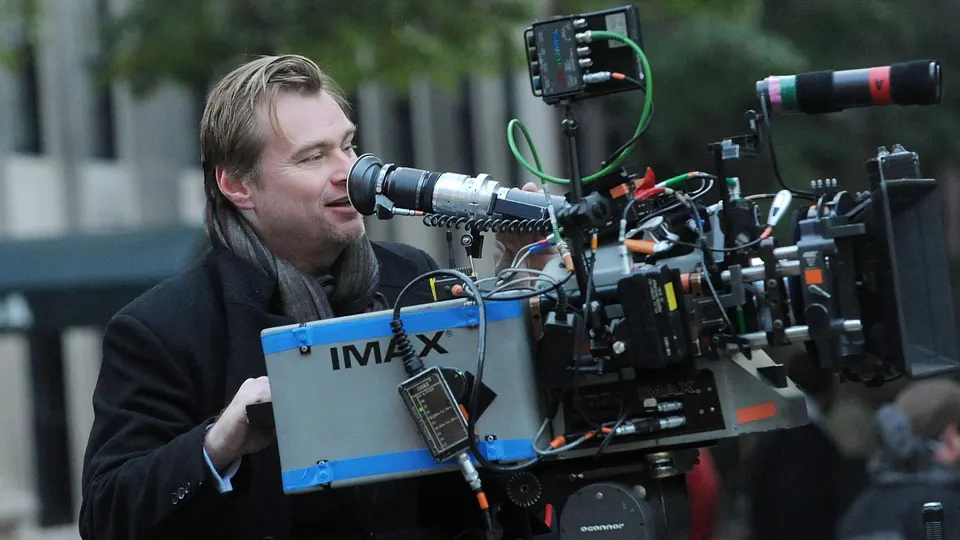 Christopher Nolan on movie set