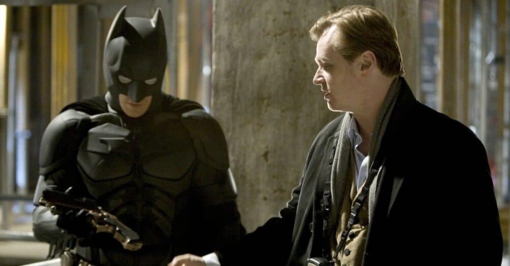 Christopher Nolan and Christian Bale on the sets of The Dark Knight Rises