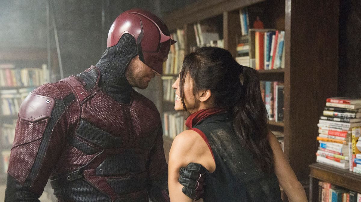 Charlie Cox and Élodie Yung in Daredevil series