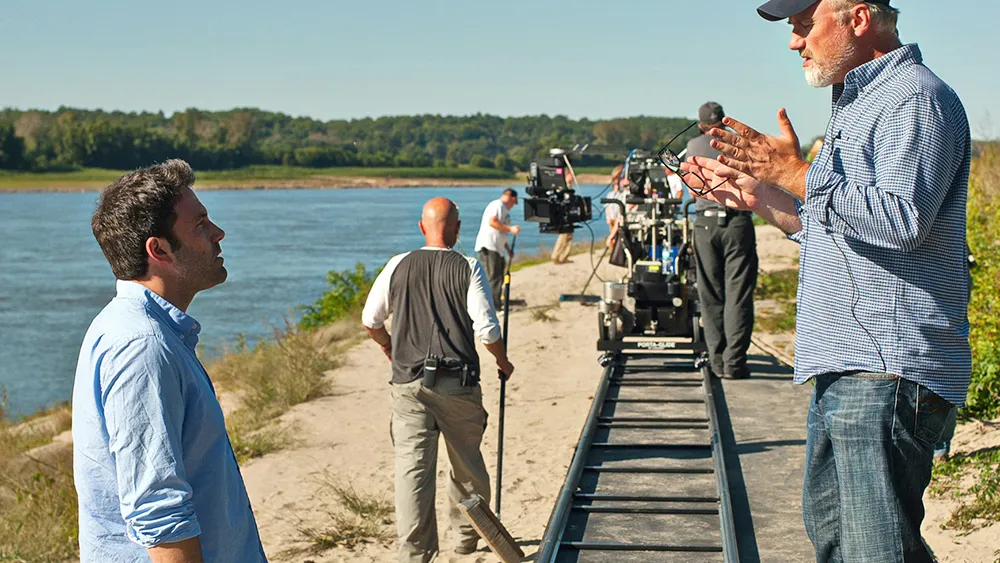 Ben Affleck and David Fincher on the set of Gone Girl