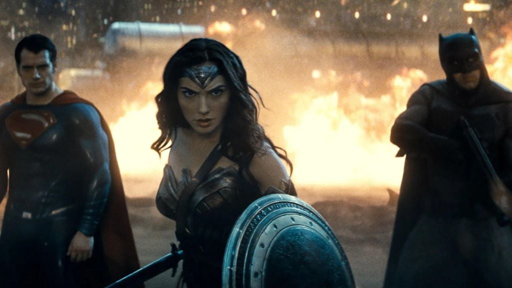 Henry Cavill as Superman, Gal Gadot as Wonder Woman and Ben Affleck as Batman in the Batman V Superman: Dawn of Justice