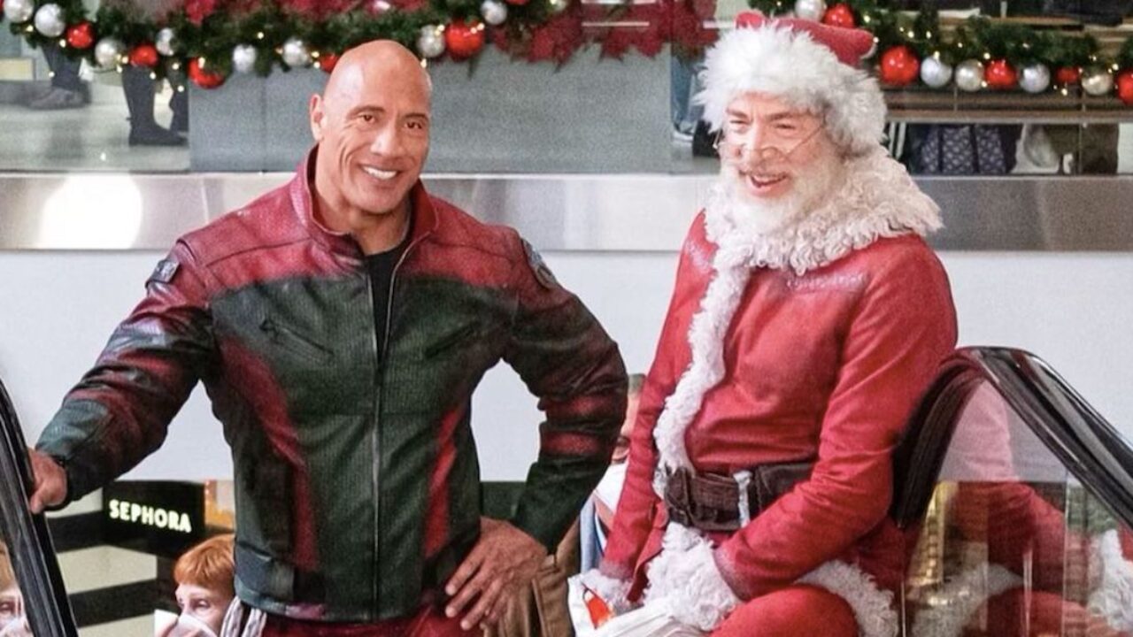 Dwayne Johnson and J.K. Simmons in a location still from Red One