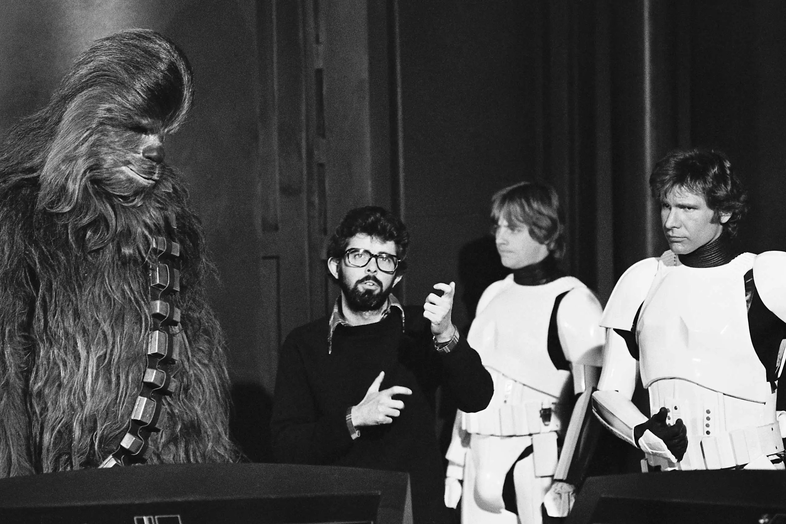 George Lucas on the set of Star Wars original film