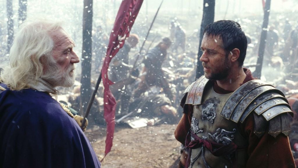 Richard Harris and Russell Crowe in Gladiator