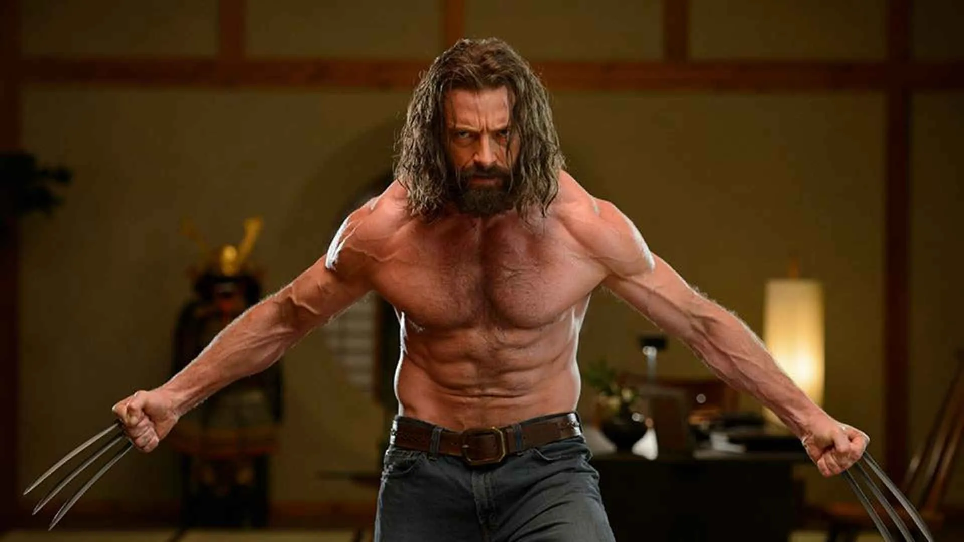 Hugh Jackman's ripped body as Wolverine