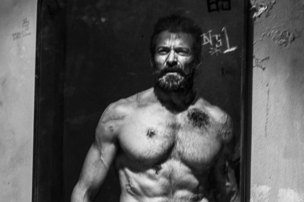 Hugh Jackman shirtless in Logan