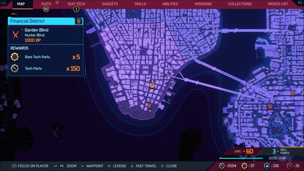 Locations of all Hunter Blinds in Marvel's Spider-Man 2