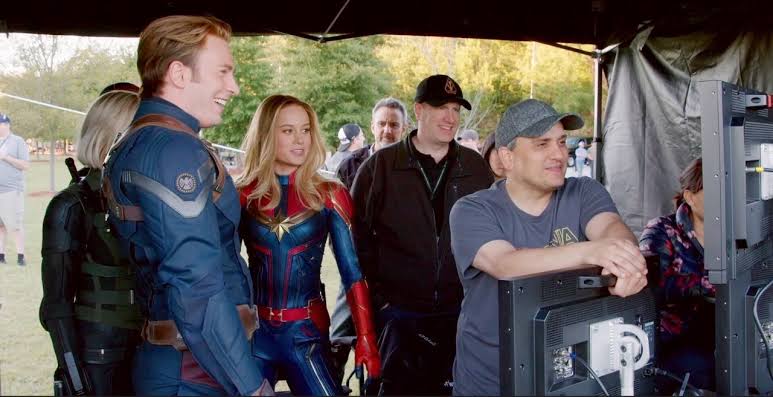 Kevin Feige on the set of Avengers: Endgame