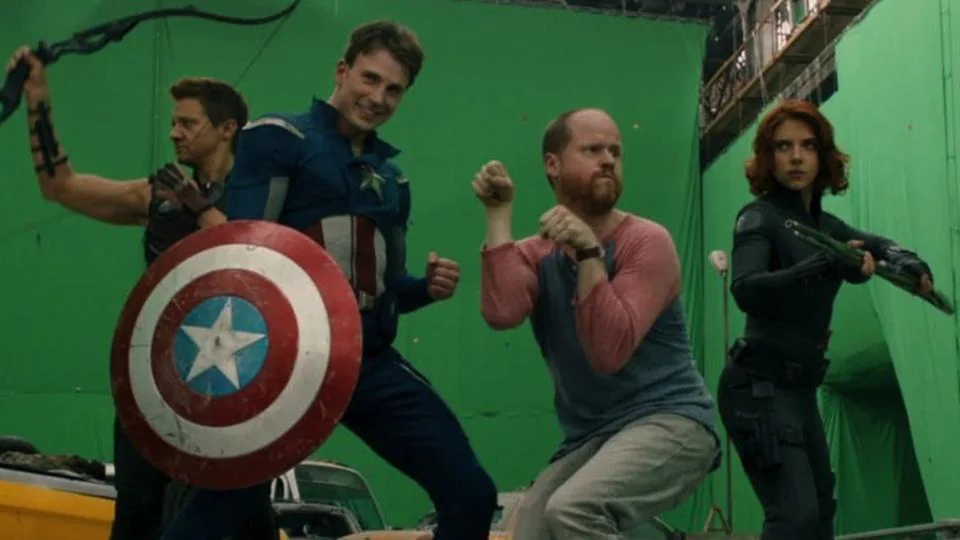 Joss Whedon on the sets of The Avengers