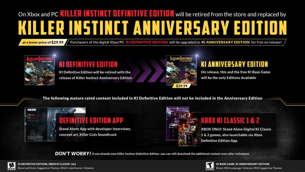 The KI Definitive Edition and Steam version will be retired and replaced by Anniversary Edition.