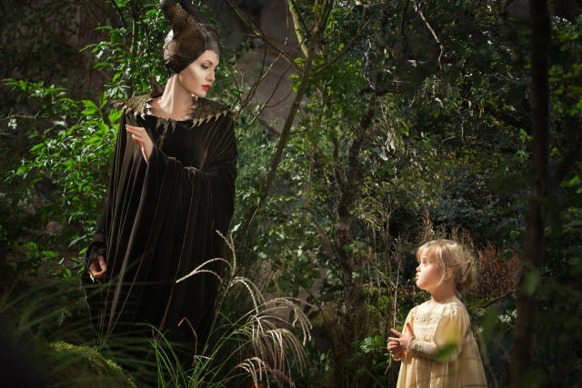 Angelina Jolie with her daughter Vivienne in Maleficent (2014)