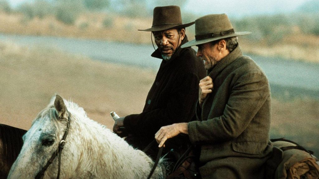 Morgan Freeman with Clint Eastwood in a still from Unforgiven (1992)