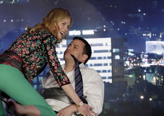 Nicole Kidman dancing on Jimmy Kimmel's lap on Jimmy Kimmel Live!