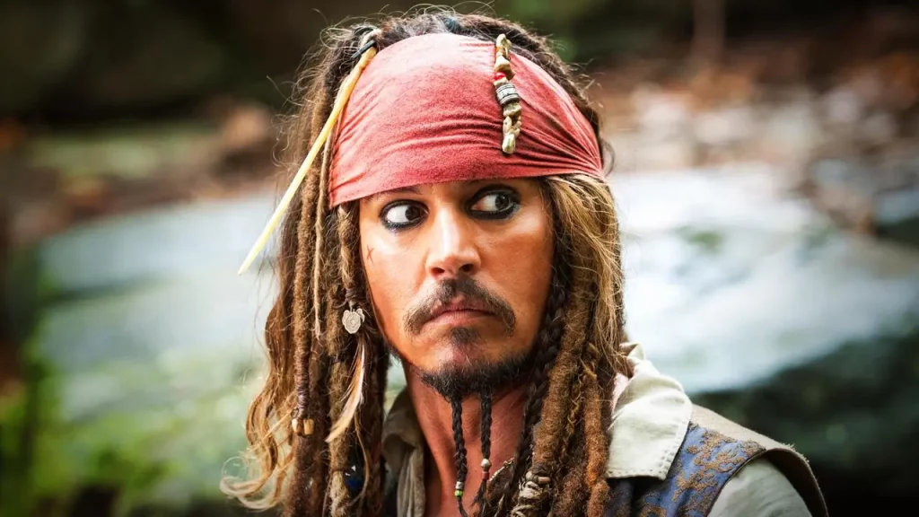 Johnny Depp as Jack Sparrow in the Pirates of the Caribbean
