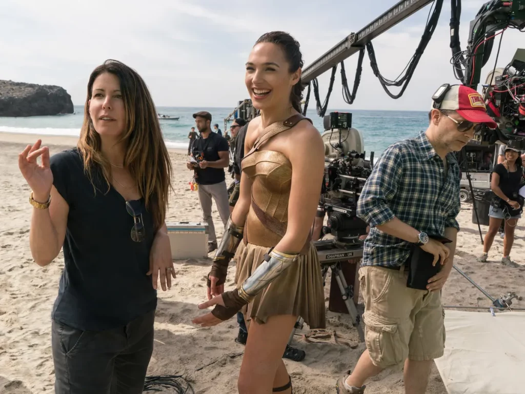 Patty Jenkins and Gal Gadot behind the scenes on the sets of Wonder Woman 