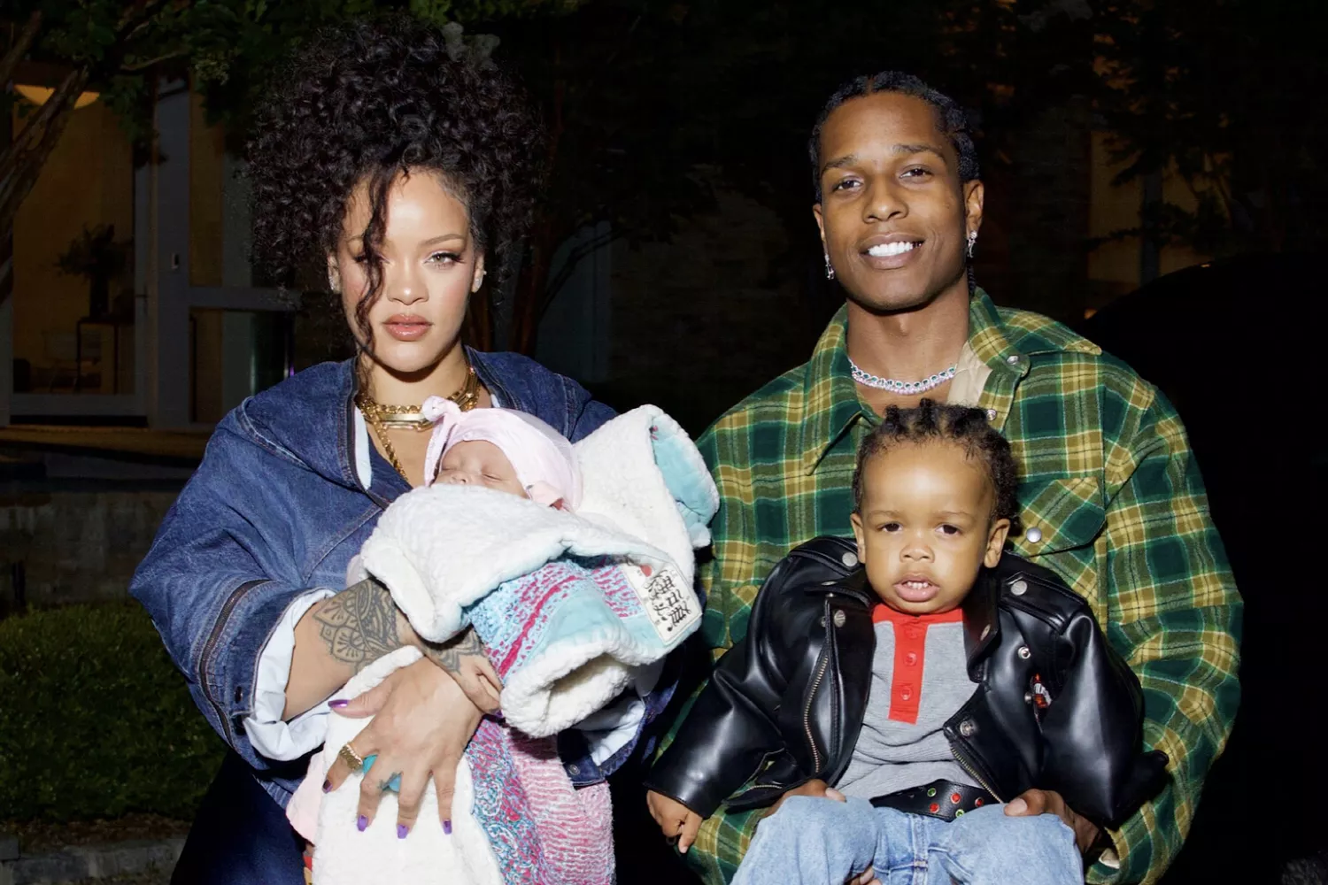 A$AP Rocky and Rihanna with their children 