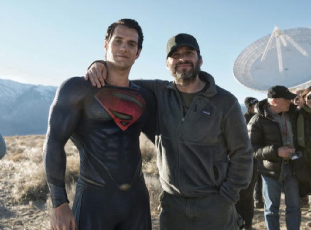 Henry Cavill with Zack Snyder on the sets of Man of Steel 