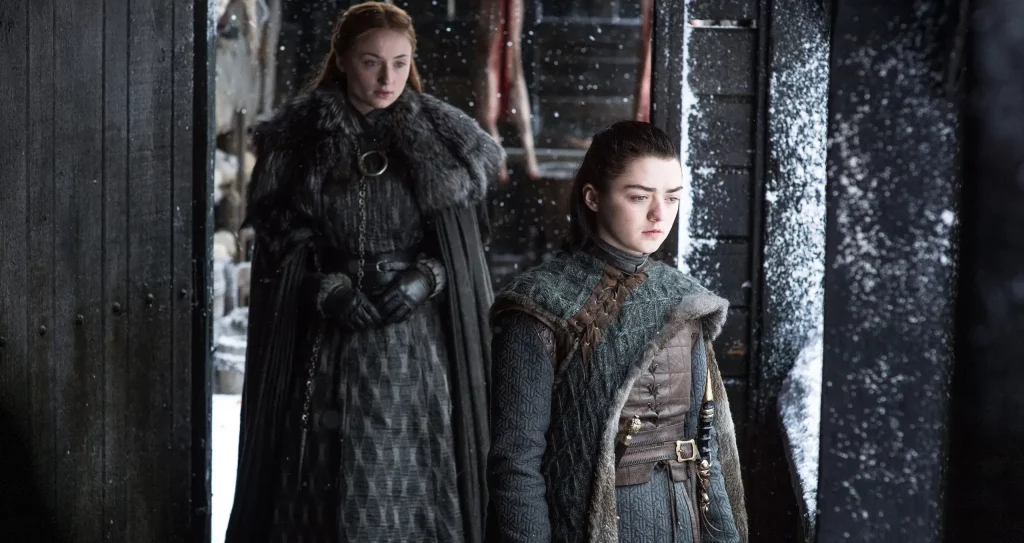 Sophie Turner and Maisie Williams in a still from Game of Thrones