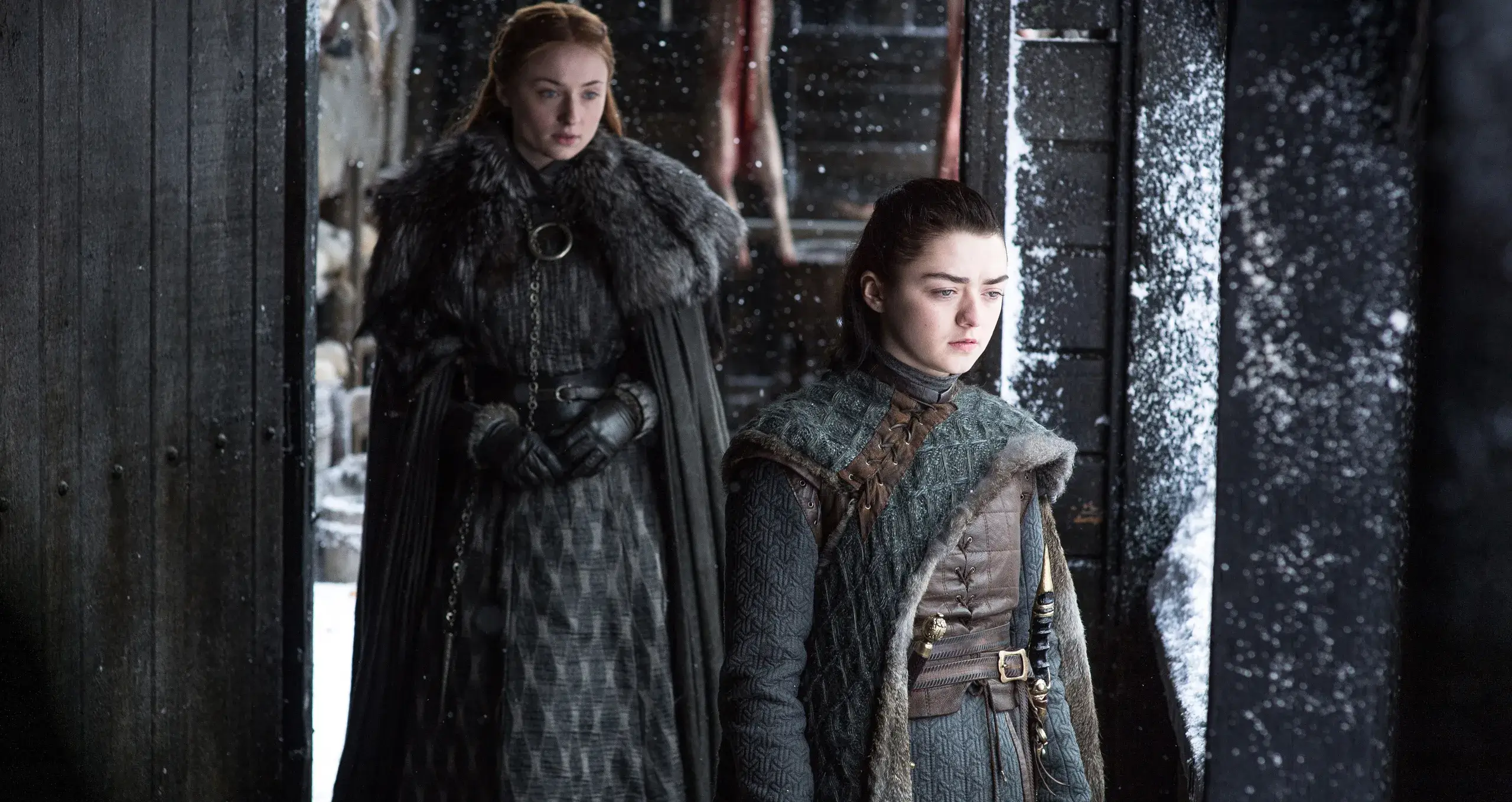 Maisie Williams with Sophie Turner in a still from Game of Thrones