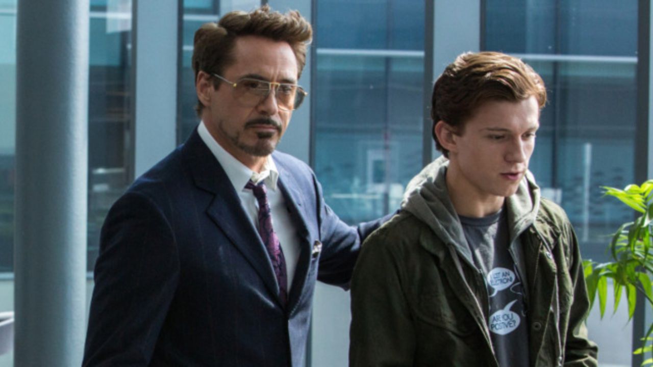 Robert Downey Jr. and Tom Holland in Spider-Man: Homecoming