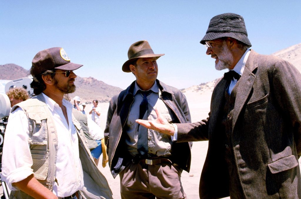Harrison Ford and Steven Spielberg on the sets of Raiders of The Lost Ark