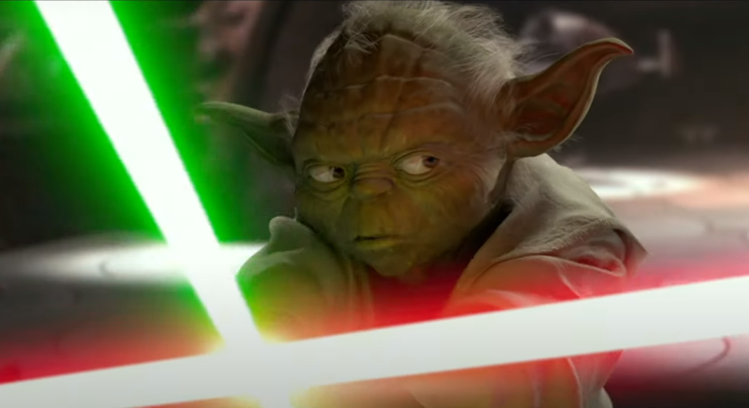 Yoda and Count Doku fight sequence in Star Wars: Episode II