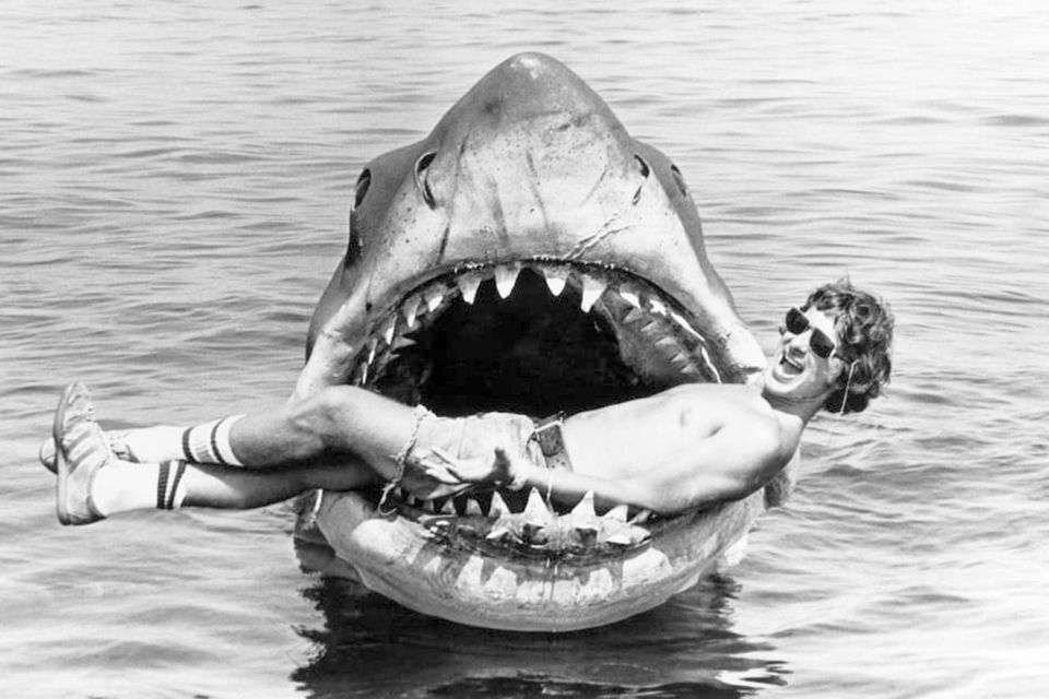 Steven Spielberg on the sets of Jaws