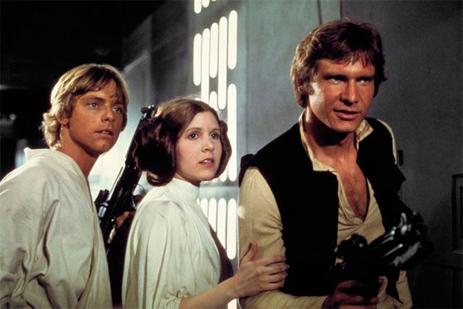 Mark Hamill, Carrie Fisher and Harrison Ford in Star Wars: A New Hope