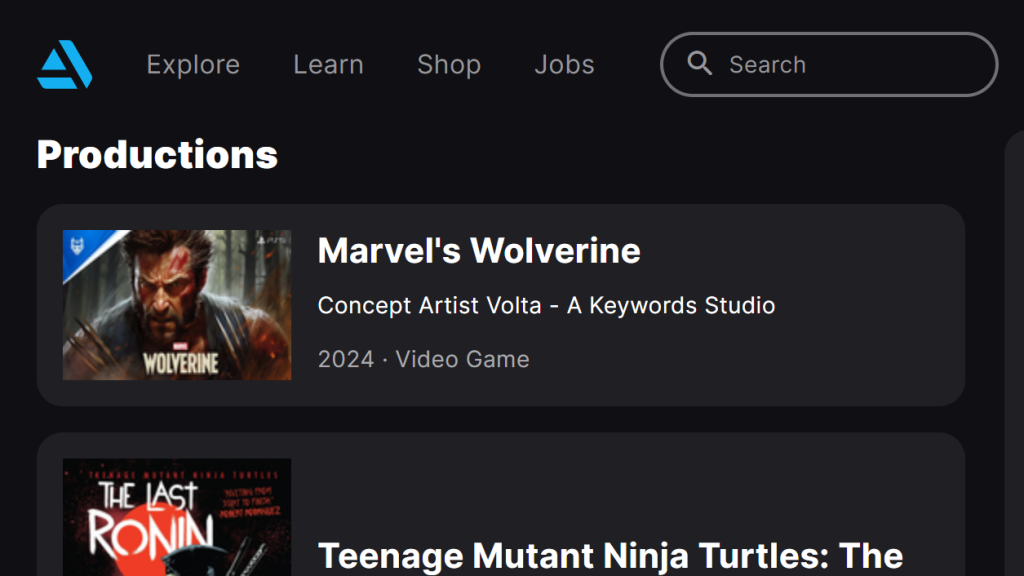 The concept artist's portfolio features Marvel's Wolverine, suggesting a release date of 2024.