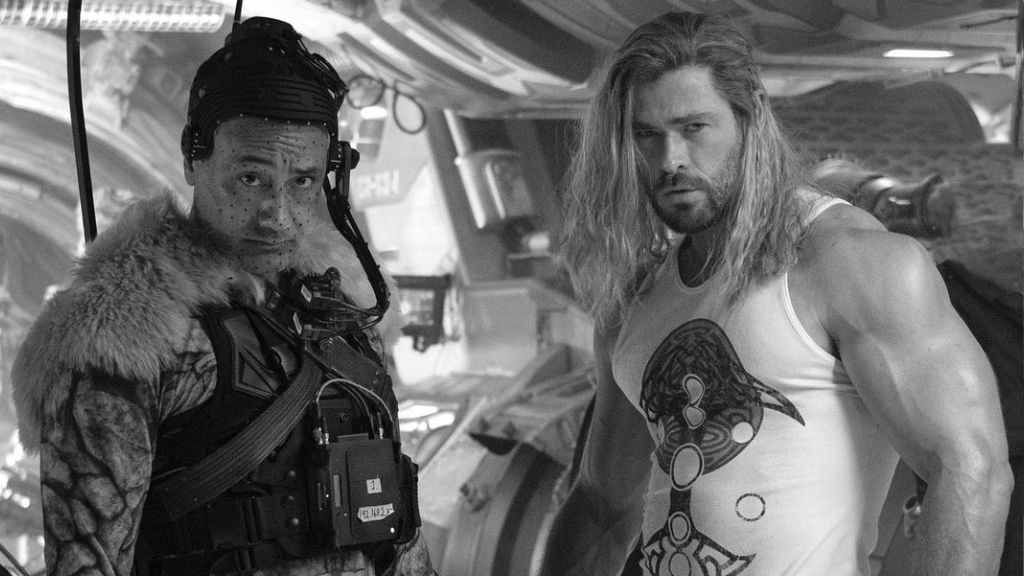 Taika Waititi with Chris Hemsworth on the set of Thor: Love and Thunder [Credit: Hemsworth's Instagram]