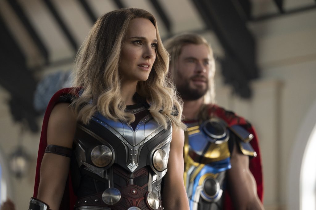 Chris Hemsworth and Natalie Portman in a still from Thor: Love and Thunder