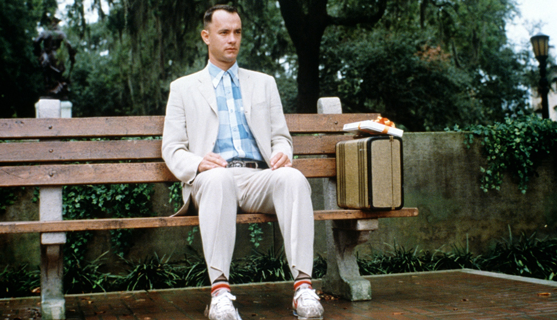 Forrest Gump sitting on a bench