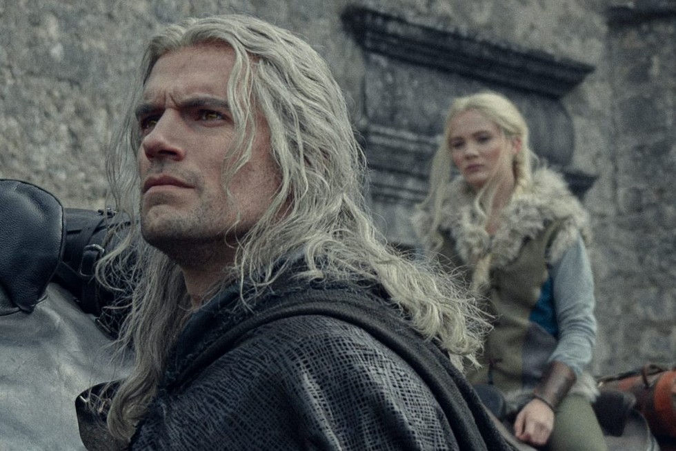 Henry Cavill and Freya Allan in The Witcher