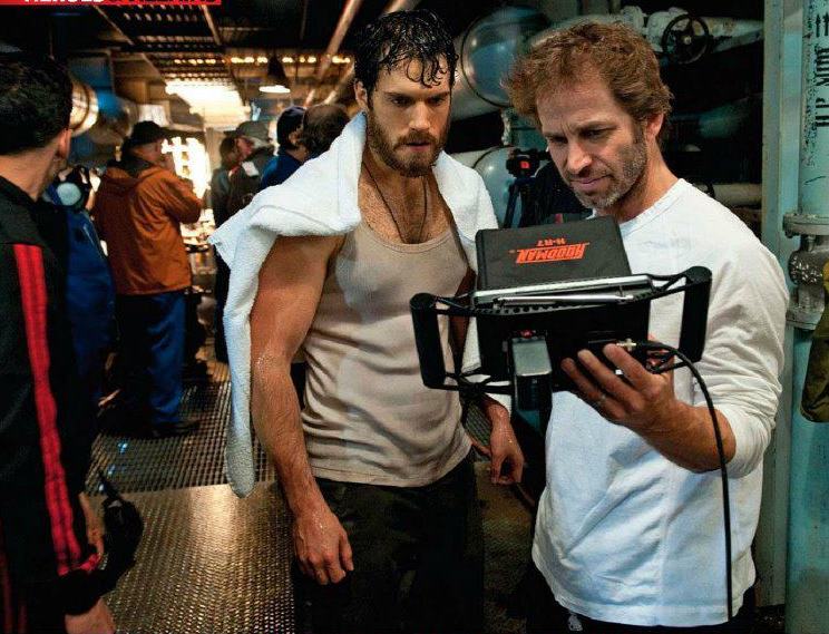 Zack Snyder and Henry Cavill on the sets of Man of Steel 